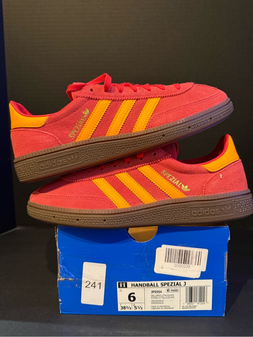 adidas Red & Yellow Handball Spezial Suede Sneakers 6M/7W